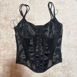 Fashion Nova Black Satin Tank Top